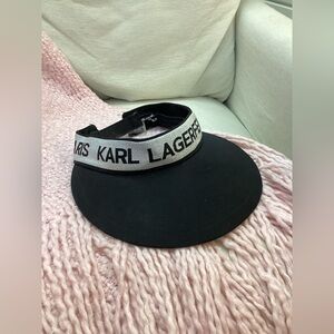 Karl Lagerfeld Black Visor with Silver Logo Band